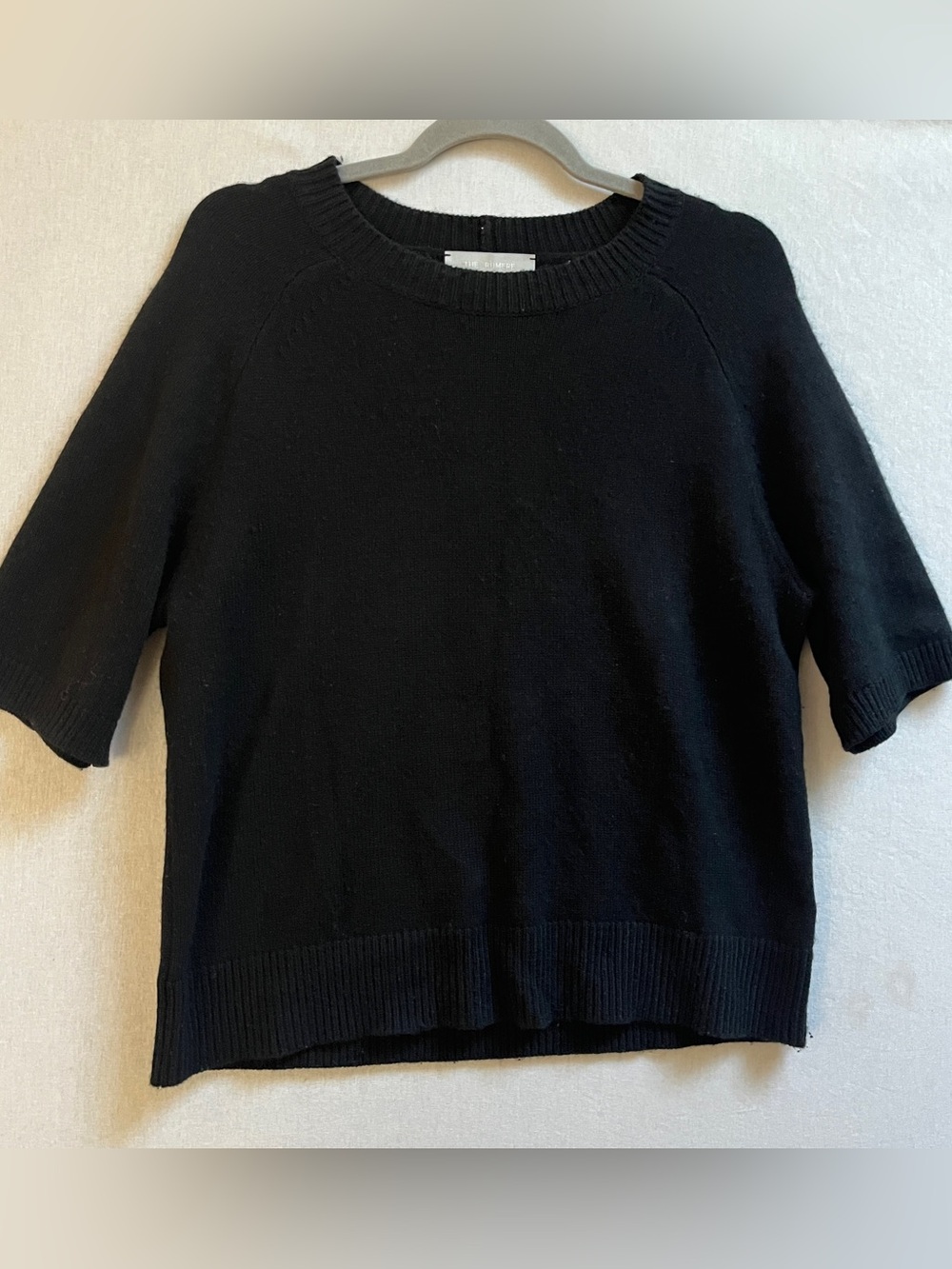 The Rumere Womens Small Black Wool Cashmere Short Sleeve Knit Sweater